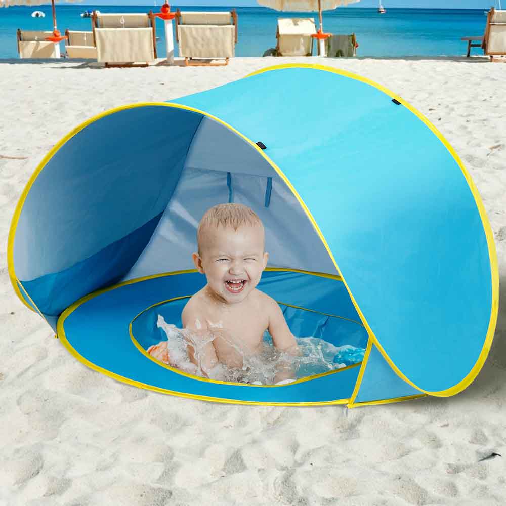 Tenda Gioco Parasole Bambini Spiaggia Mini Piscina Pieghevole Portatil