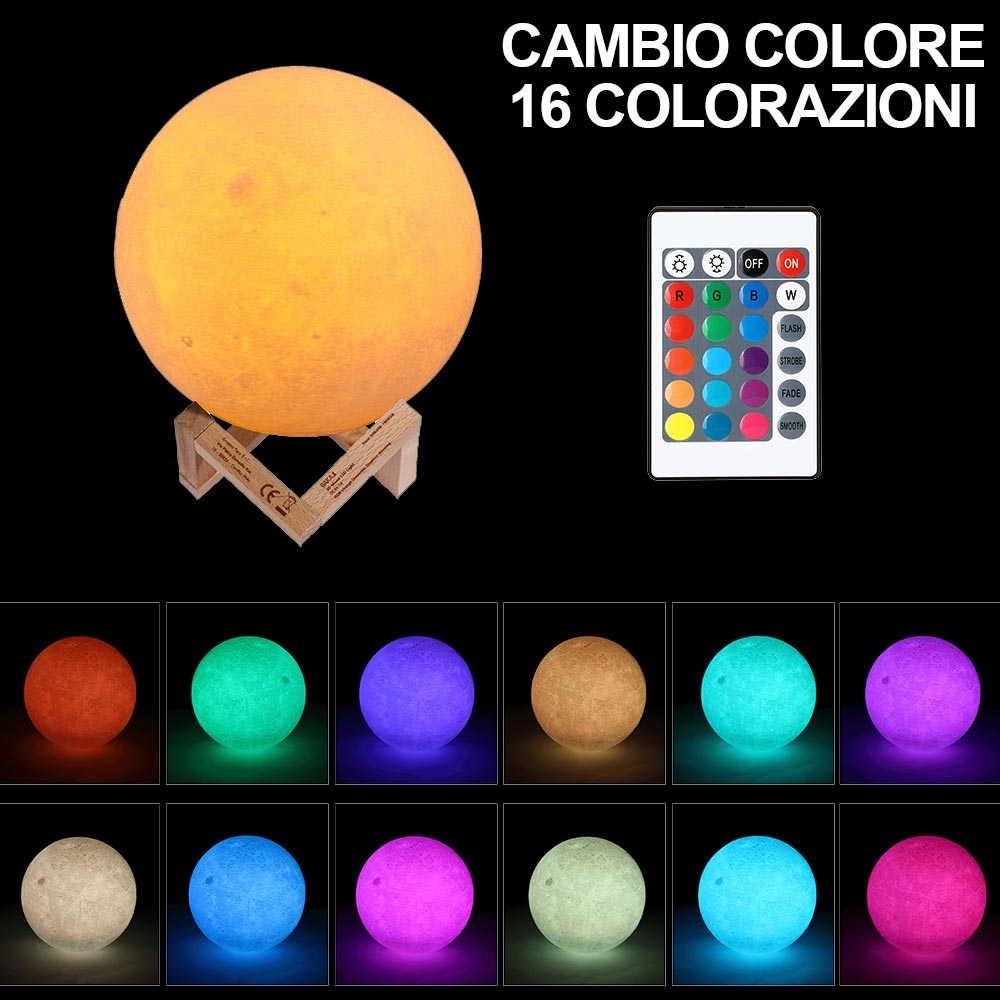 Lampada luna cambia colore ricaricabile