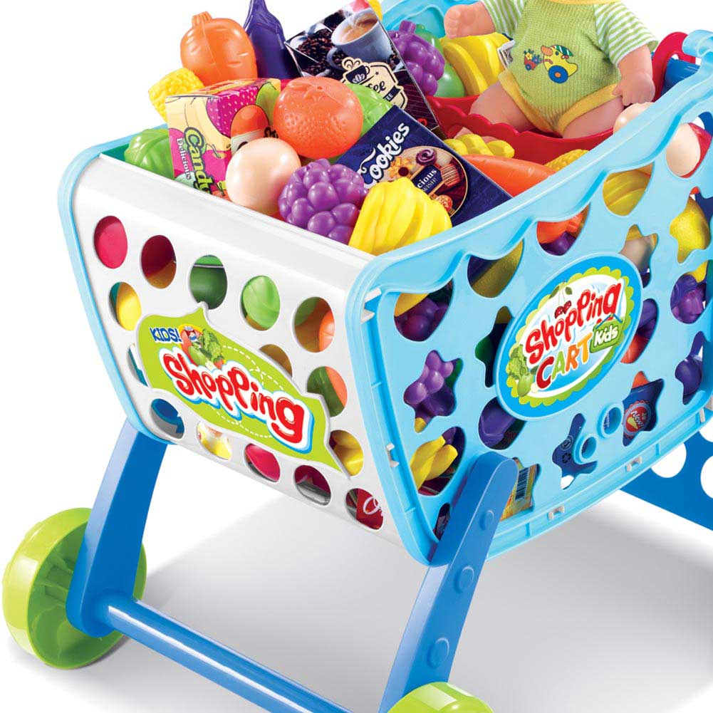 Carrello Spesa Supermarket per bambini colore Azzurro con Frutta e Ver –  Esplodia