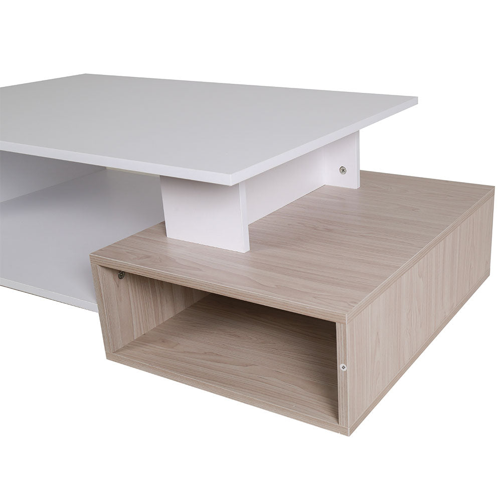 Tavolino Salotto Caffe Rettangolare Design Moderno Legno MDF 3 Ripiani  Bianco