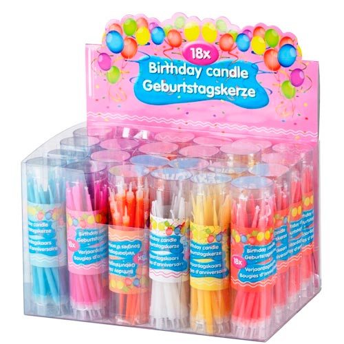 Set 18 pezzi candeline compleanno 0,5 x 11 cm in diversi colori – Esplodia