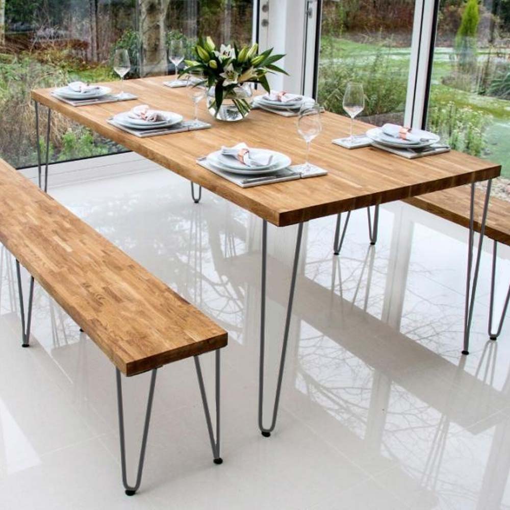 Confezione di 2 sedie da pranzo in legno - Design industriale - Hairpin