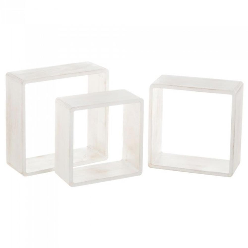 Set 3 Mensole da Parete Moderne Design Cubo Mensola Scaffale in Legno