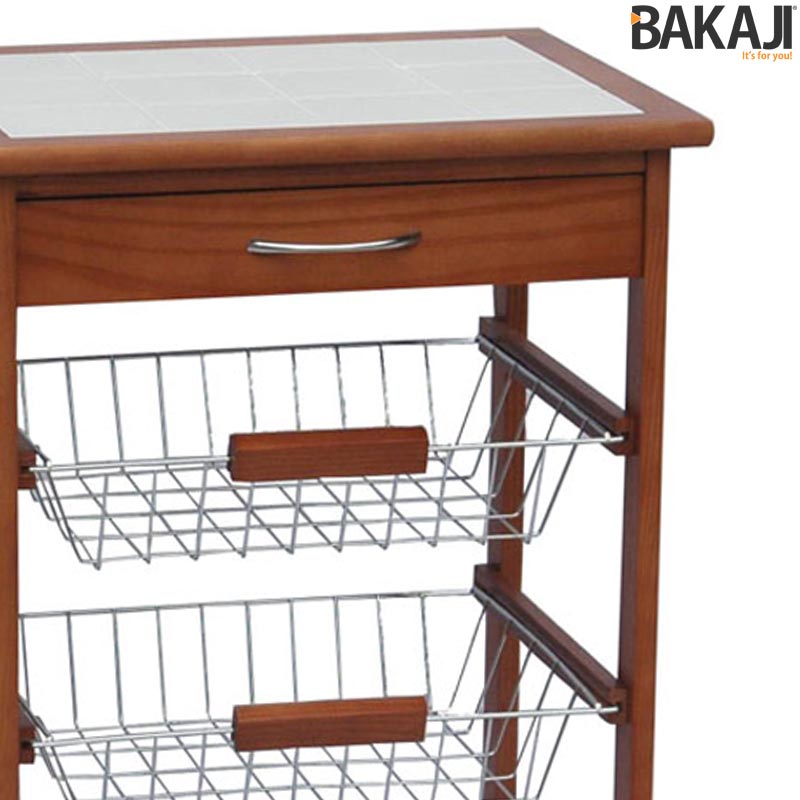 Carrello Cucina in legno 3 Cestelli Acciaio e Ripiano 12 Mattonelle in –  Esplodia