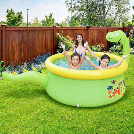 Piscina Gonfiabile Forma Dinosauro per Bambini 175cm con Doccia