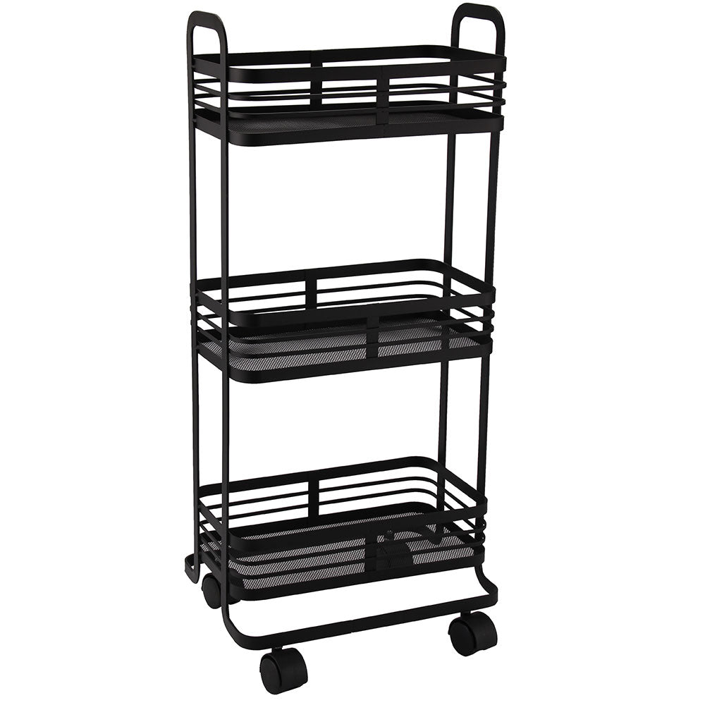 Carrello Trolley Cucina in Metallo 3 Ripiani 32x75x25cm 4 Ruote Salvas