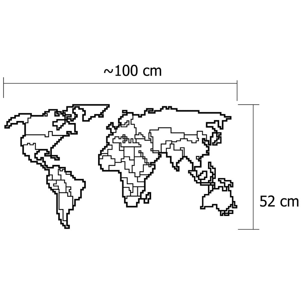 Decorazione da parete mappa del mondo Ameh L135xH69cm Metallo Nero