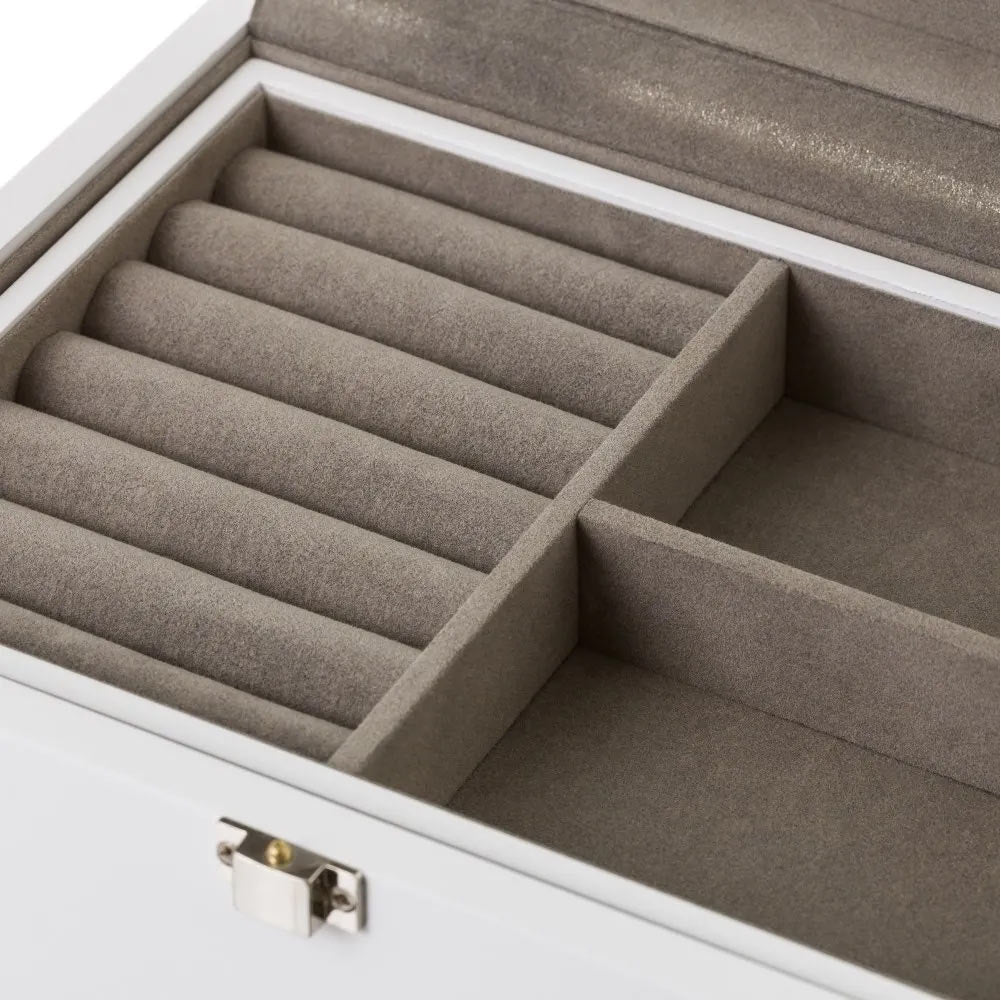 Portagioie in Legno Bianco Design Floreale Scatola Organizer Porta Gio