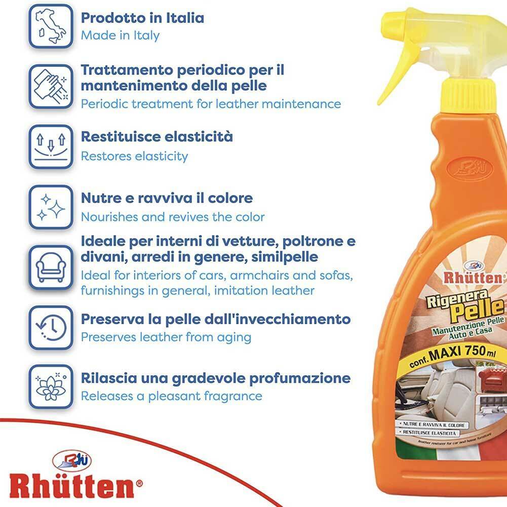 Rhutten Rigenera Pelle Ecopelle Interni Auto e Casa Detergente Profuma