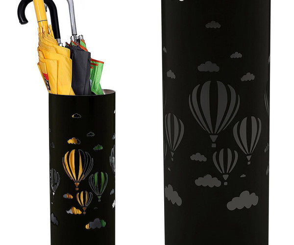Porta ombrelli nero con vaschetta scola pioggia moderno per