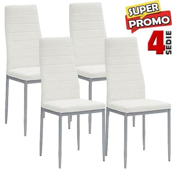 Set 4 Sedie Moderne sala Pranzo Salotto Cucina Seduta Imbottita Ecopelle  Bianco