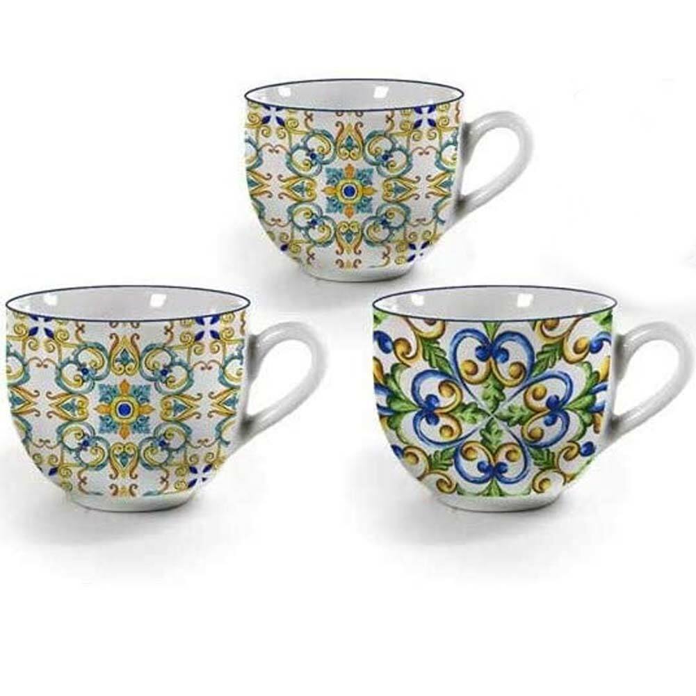 Servizio set 6 Tazzine da Caffe in Ceramica Decorazione Maioliche da C