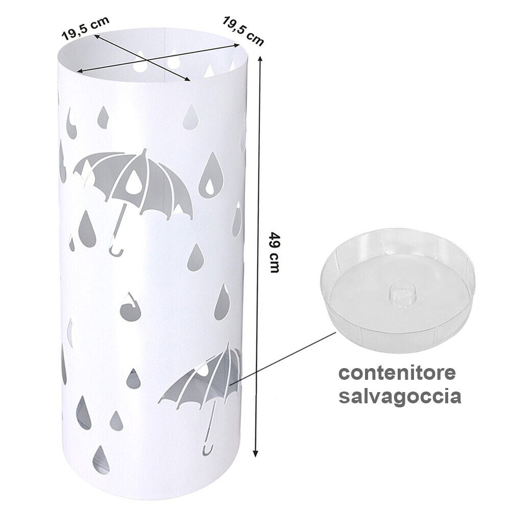 SONGMICS Porta Ombrelli in Metallo con Vaschetta Scolapioggia