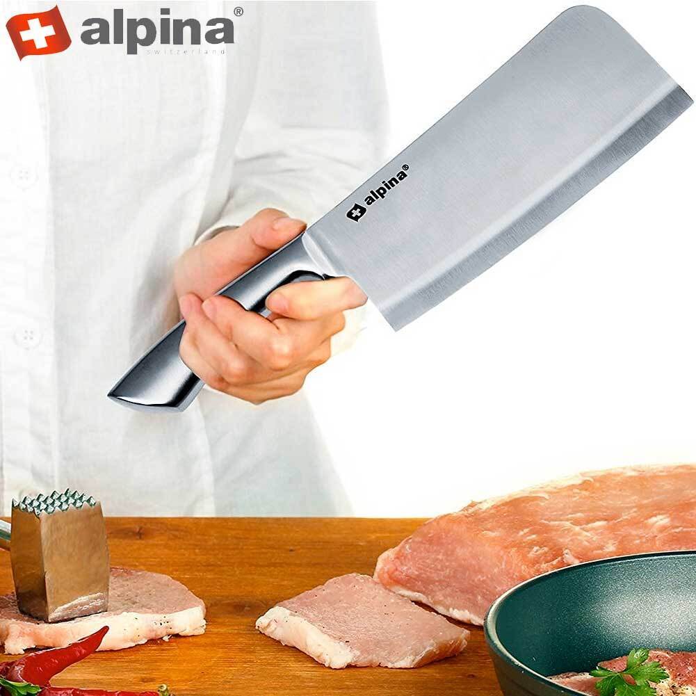 Mannaia Macellaio 31 cm Coltello per carne da cucina Acciaio Inox Alpina  Silver