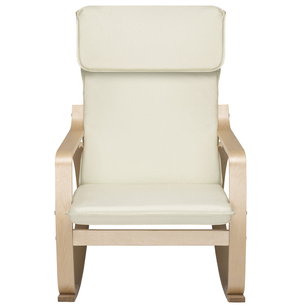 Sedia a Dondolo Poltrona Relax in Cotone Beige con Schienale Cuscino E –  Esplodia