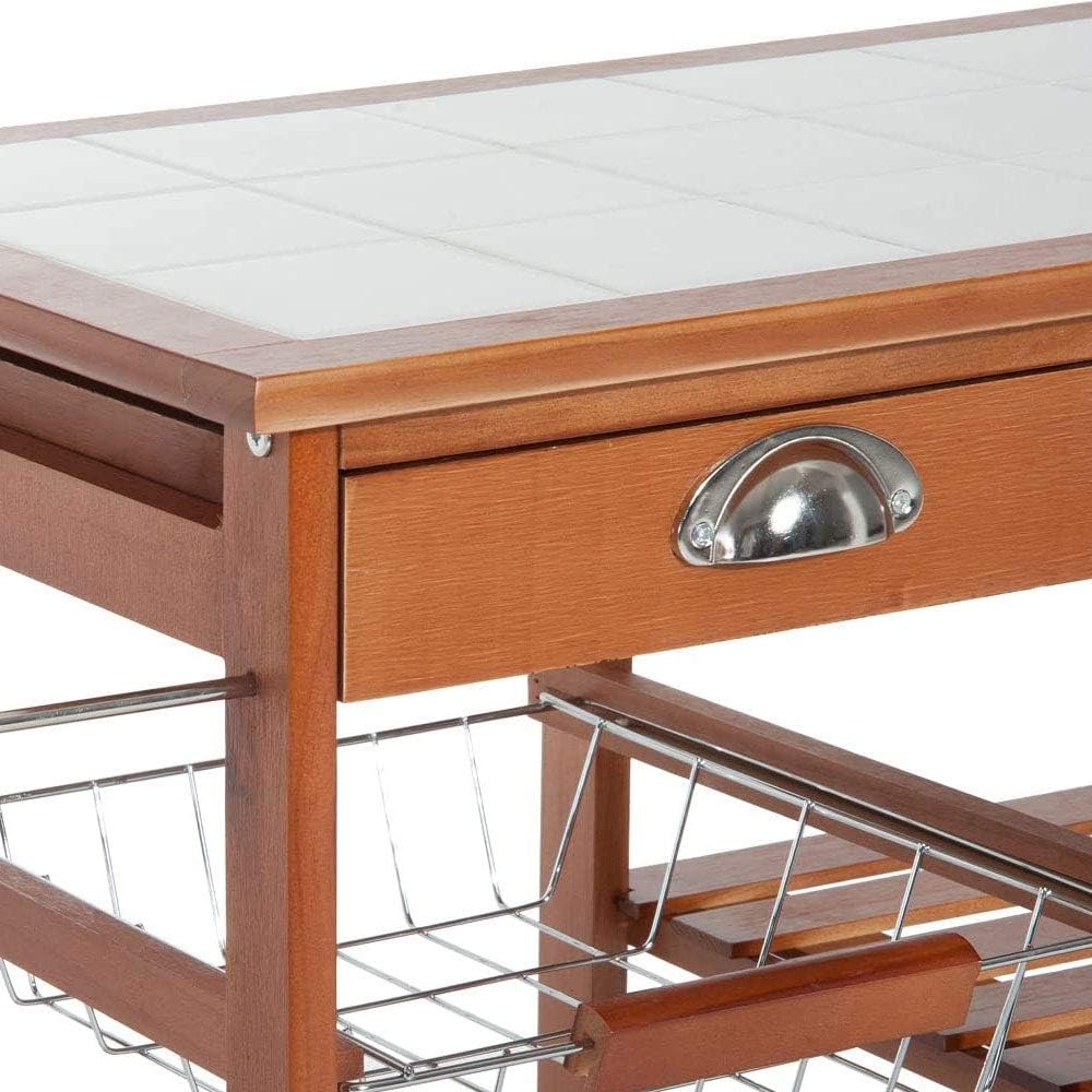 Carrello Cucina in legno 3 Cestelli Acciaio e Ripiano 12 Mattonelle in –  Esplodia