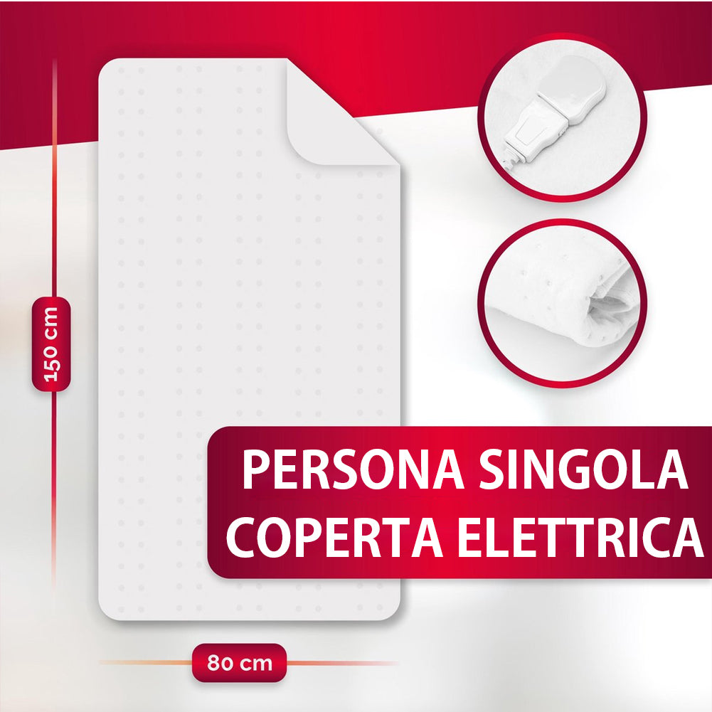 DOEL Coperta termica elettrica singola, 150 x 80 cm, coperta elettrica con  10 livelli di riscaldamento, funzione timer 3/12h e indicatore LED