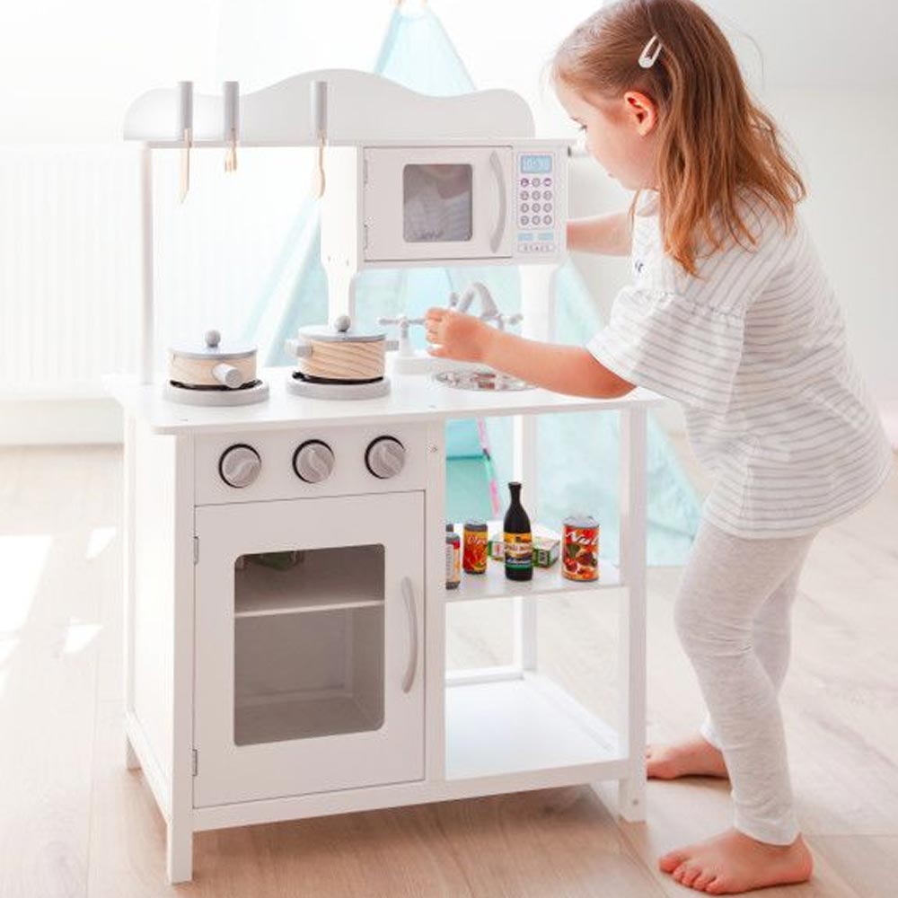 Cucina in legno Giocattolo Bambini con Pentole e Accessori Gioco Bianc –  Esplodia